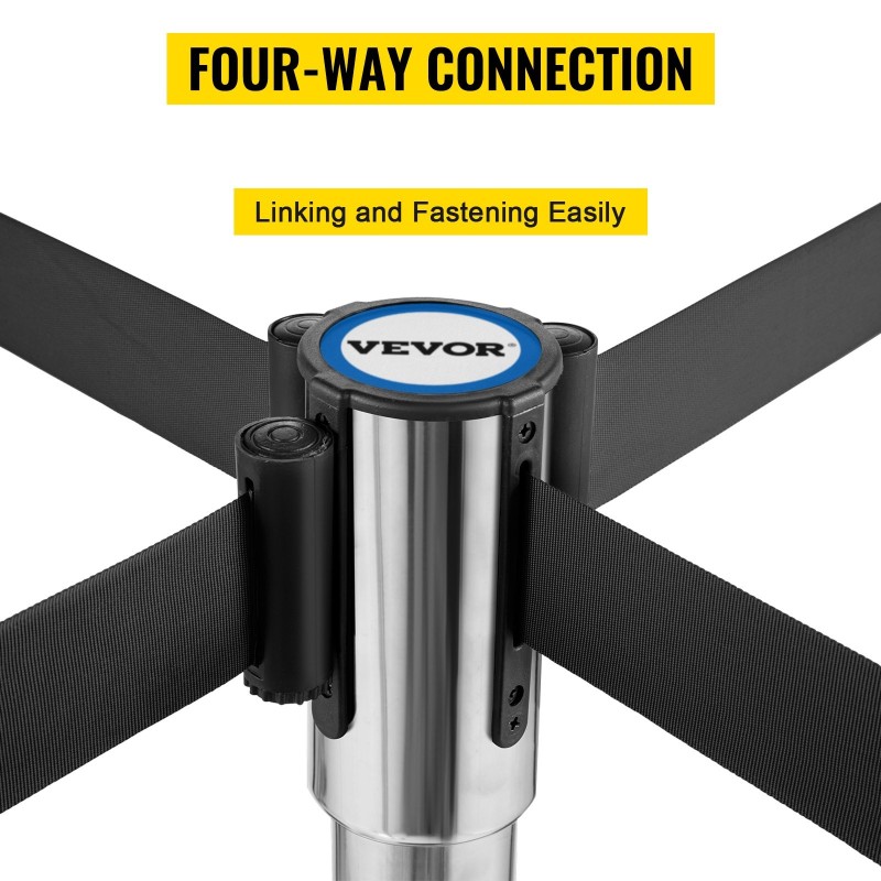 Jono-ohjainpylvässetti ruostumatonta terästä ja rautaa 2 kpl musta 2 m sisäänkelautuva nauha