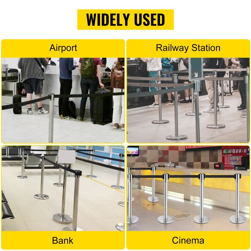 Jono-ohjainpylvässetti ruostumatonta terästä ja rautaa 2 kpl musta 2 m sisäänkelautuva nauha