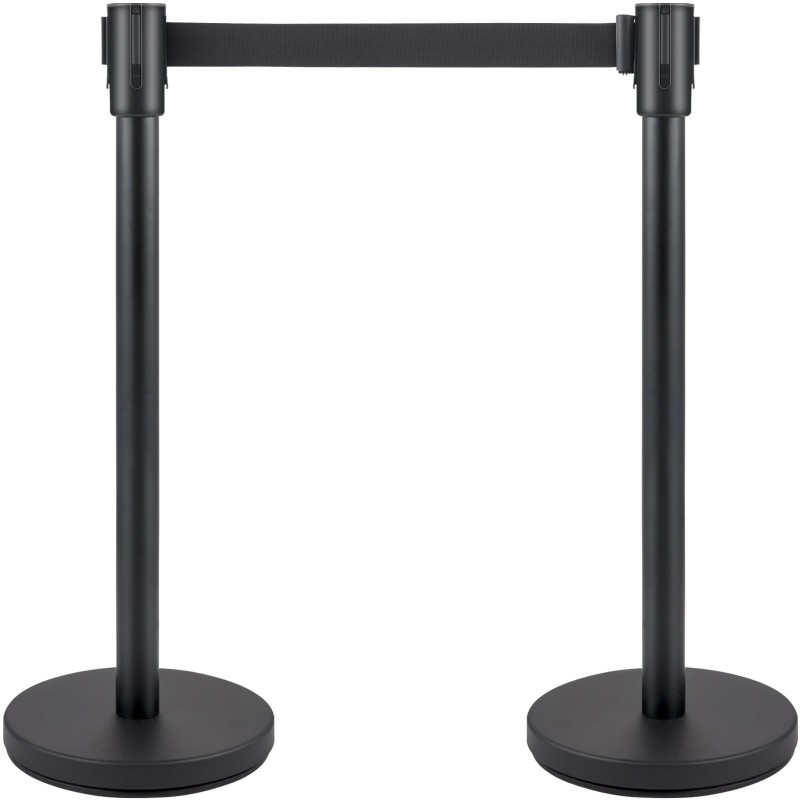 Jonotolppasetti neljä kappaletta ruostumaton teräs musta kaksi metriä pitkä hihna