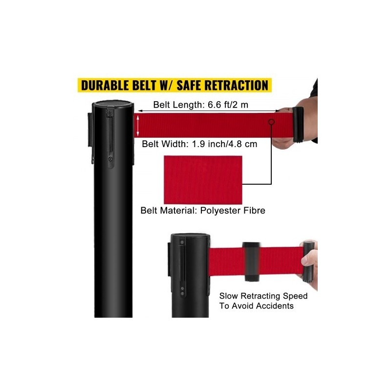 Jononohjaustolpat ruostumattomasta teräksestä 4 kpl musta 90 cm 2 m nauha opastekehys