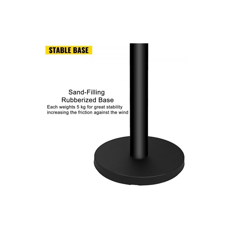 Jononohjaustolpat ruostumattomasta teräksestä 4 kpl musta 90 cm 2 m nauha opastekehys