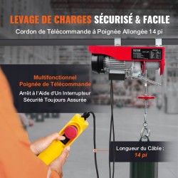 Sähköinen teräsvaijeritalja 250 kg 12 m nostokorkeus kuparimoottori 427 cm johdollinen kaukosäädin