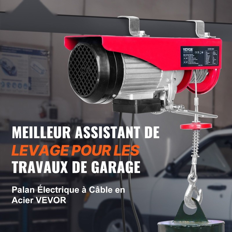 Sähköinen teräsvaijeritalja 600 kg 1150 W 12 m vaijeri puhtaan kuparin moottori