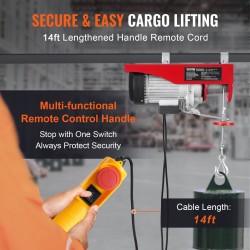 Sähköinen vaijerinostin täyskuparimoottorilla 800 kg enimmäiskuorma 230V johdollinen kaukosäädin