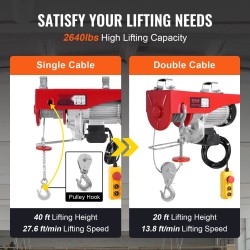 Sähkövinssi kaksivaijerikäyttö 1200 kg 230V teräsvaijeri johdollinen 426,7 cm kaukosäädin