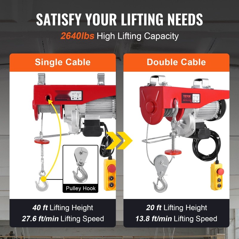Sähkövinssi kaksivaijerikäyttö 1200 kg 230V teräsvaijeri johdollinen 426,7 cm kaukosäädin