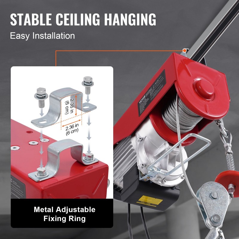 Sähkövinssi kaksivaijerikäyttö 1200 kg 230V teräsvaijeri johdollinen 426,7 cm kaukosäädin