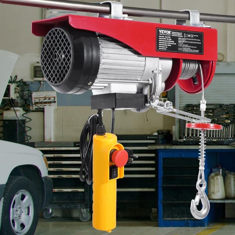 Sähköinen nostin 230V teräspunottu vaijeri 200/400 kg hätäseispainike johdollinen kaukosäädin