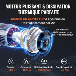 Sähkötalja 1000kg 1600W 220V 6mm 12m punottu teräsvaijeri langaton kaukosäädin