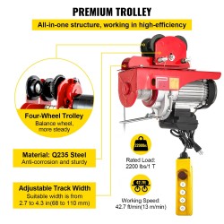 Sähköinen vaijeritalja siirtovaunulla valurauta ja alumiini 1000 kg 1800W