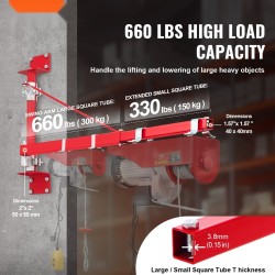 Sähkövinssin tukivarsi teräs 300 kg 180 asteen kääntövarrella työpajalle