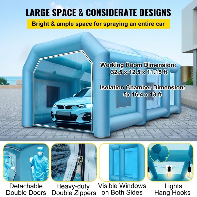 Täytettävä maalausteltta 210D oxford-kangas ja PVC 12x5x4 m kaksi puhallinta