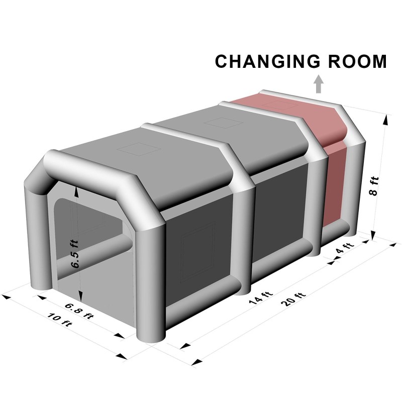 Puhallettava maalausteltta 210D oxford kangas 6x3x2,5m 2 puhallinta