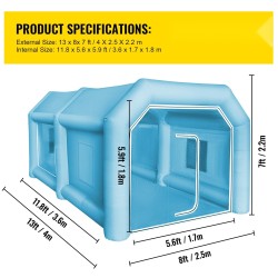 Täytettävä maalausteltta 210D oxford-PVC 4 x 2,5 x 2,2 m auton maalaamiseen