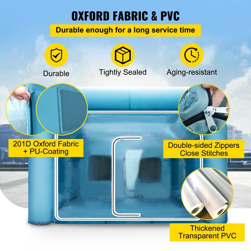 Täytettävä maalausteltta 9 x 6 x 4 m Oxford-kangas täyttö- ja ilmanvaihtopuhaltimilla