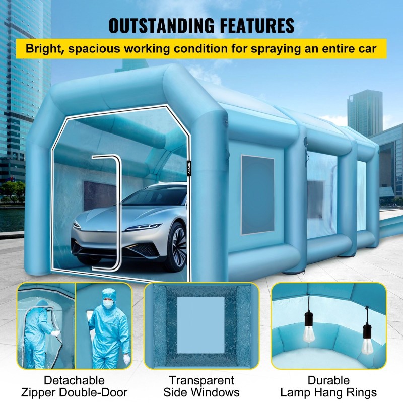 Täytettävä maalausteltta 9 x 6 x 4 m Oxford-kangas täyttö- ja ilmanvaihtopuhaltimilla