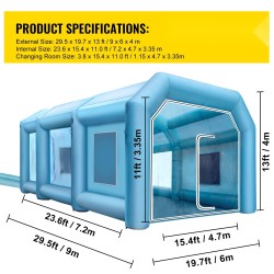 Täytettävä maalausteltta 9 x 6 x 4 m Oxford-kangas täyttö- ja ilmanvaihtopuhaltimilla