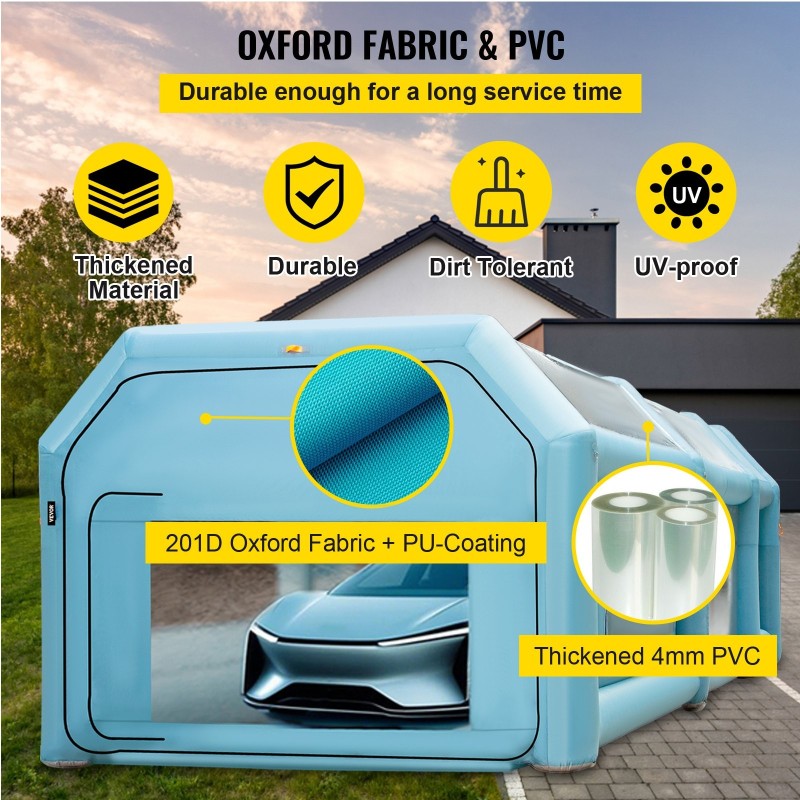 Täytettävä maalausteltta 210D Oxford kangas PVC 8,5x4,6x3 m auton maalaamiseen kaksi puhallinta