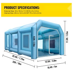 Puhallettava maalausteltta 210D oxford-kangas PVC 10x5x3,5 m mukana 2 puhallinta