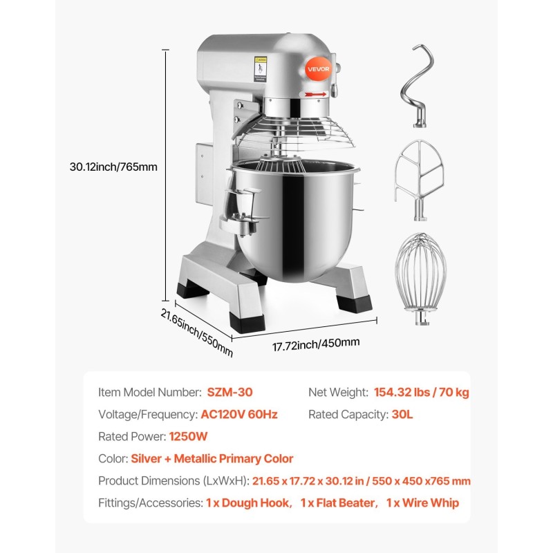 Pöytämallinen taikinakone ruostumatonta terästä 3,5 kg 1100W ammattikeittiöön