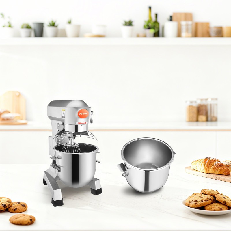 Ammattikeittiön sähköinen sekoitin 20 litran ruostumattomasta teräksestä valmistettu 750 watin kolmella nopeudella