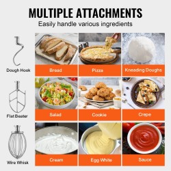 Taikinakone 28,5 litraa 1100 wattinen kolmiportainen ruostumaton teräskulho kolme sekoituslisäosaa