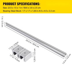 Lineaarikiskosarja teräs 600 mm 2 kpl kiskoja 4 kpl liukupalikkaa automaatioon