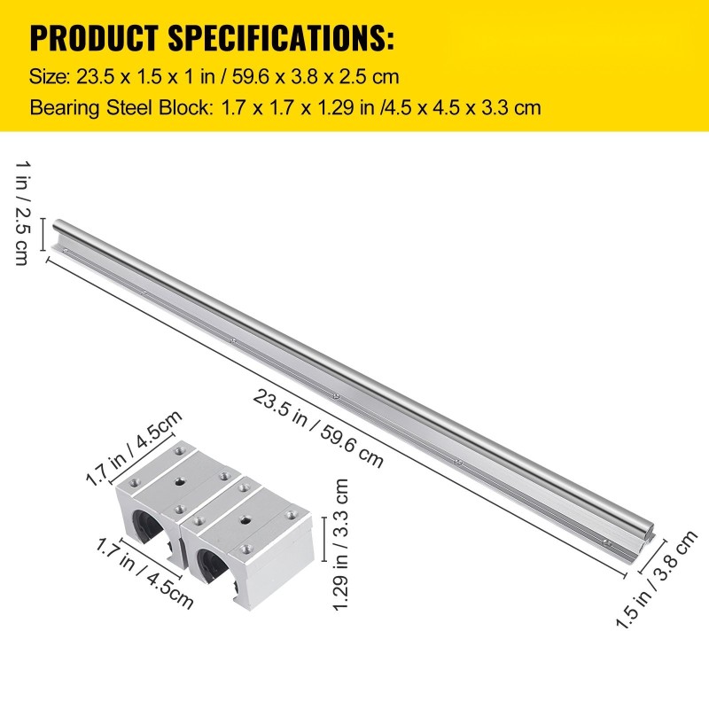Lineaarikiskosarja teräs 600 mm 2 kpl kiskoja 4 kpl liukupalikkaa automaatioon