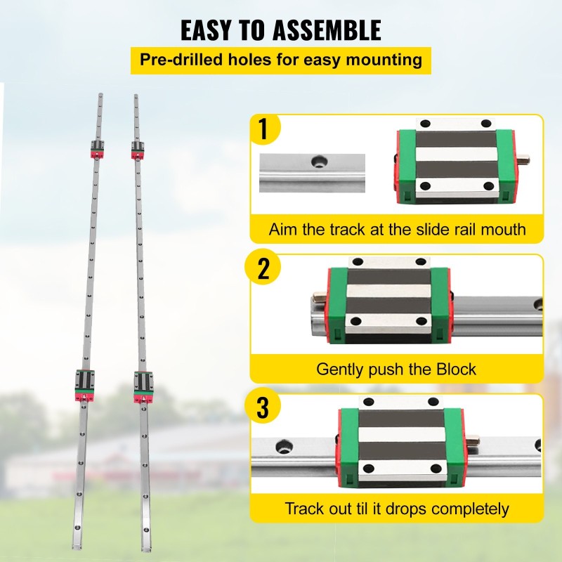 Lineaarikiskosarja teräs 1500 mm 2 kiskoa 4 vaunublokkia jyrsimiin