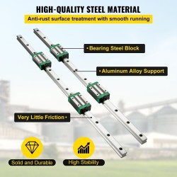 Lineaarikiskosarja 55C teräs HSR20 2 kpl 1700 mm 4 GCr15 kelkkaa