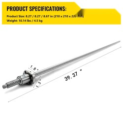 Esijännitetty kuularuuvisarja teräs ja alumiiniseos 16 mm 5 mm nousu 1000 mm
