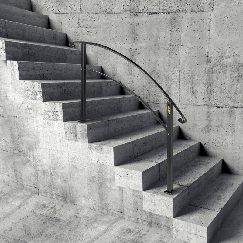 Portaiden kaide taottua rautaa 1–4 askelmalle mattamusta säädettävä asennussarja mukana