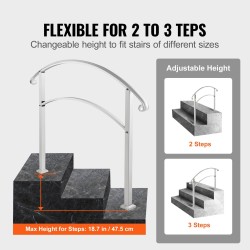 Kaide taottua rautaa ulkoportaisiin kolmelle askeleelle valkoinen säädettävä