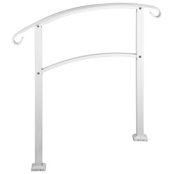 Ulkokaide taotusta raudasta kolmen askeleen säädettävä mattavalkoinen asennussarja