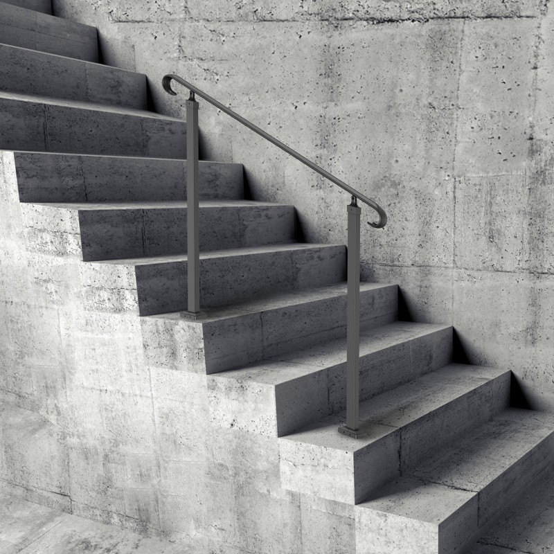 Taottu rautakaide ulkokäyttöön sopii 2–3 askelmalle musta säädettävä korkeus ja kulma