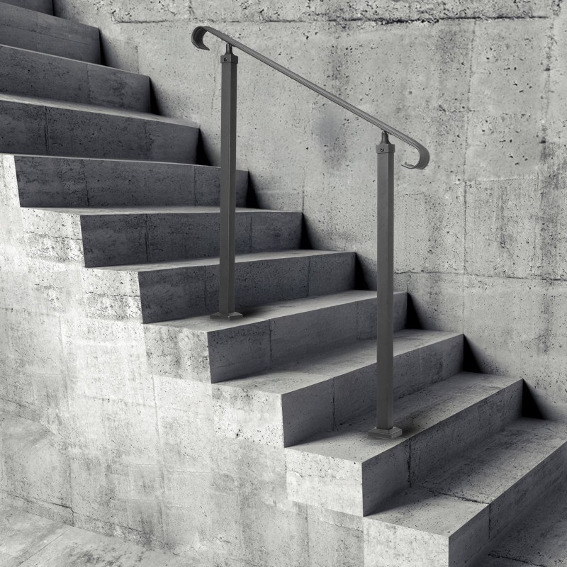 Portaiden kaide hiiliterästä 1–3 portaille säädettävä musta asennussarja mukana