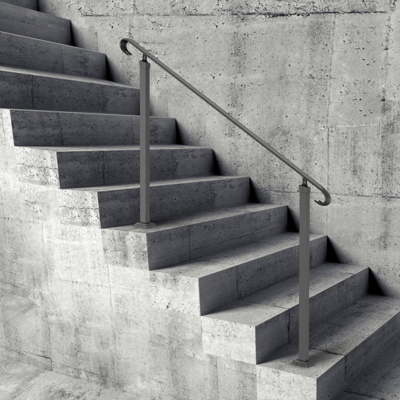 Taotettu rautakaide kolmen askeleen ulkoportaisiin musta säädettävä asennussarja mukana