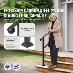 Hiiliteräskaide 2–3 portaisiin ulkokäyttöön ja sisäkäyttöön 1016 mm säädettävä kulma 0–35 astetta