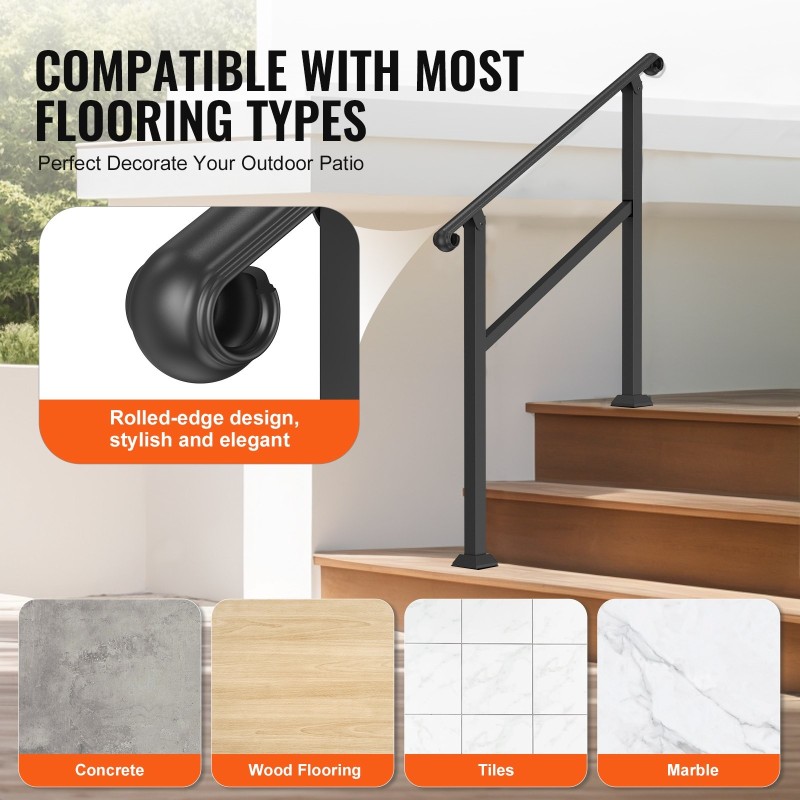 Hiiliteräskaide 2–3 portaisiin ulkokäyttöön ja sisäkäyttöön 1016 mm säädettävä kulma 0–35 astetta