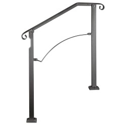 Portaankaide taottua rautaa jauhemaalattu musta ulkokäyttöön 2 tai 3 askelmalle