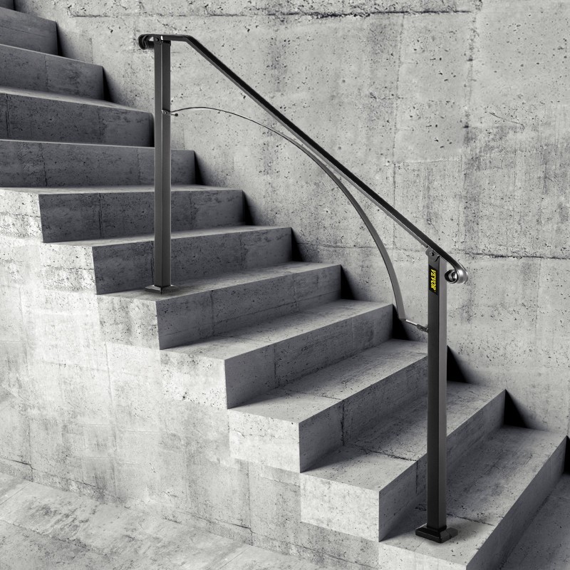 Taottu rautakaide ulkoportaisiin musta sopii 4–5 portaalle säädettävä