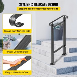 Taottu rautakaide musta säädettävällä korkeudella sopii yhdelle portaalle asennussarja mukana