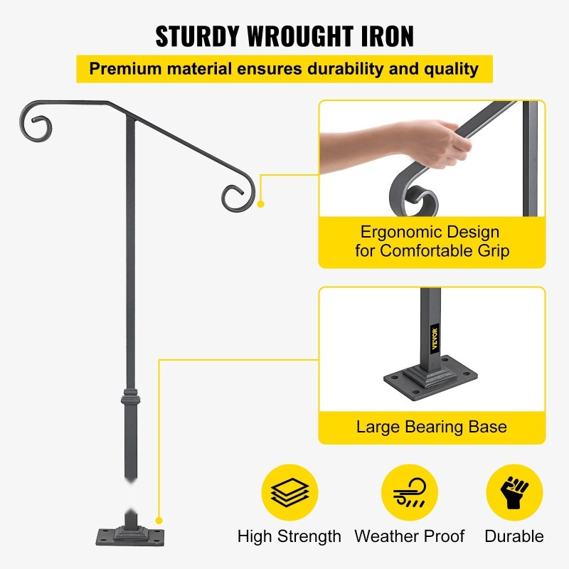 Takorautainen yksipylväinen ulkokaide harmaa 52 x 98,6 cm 1-2 portaalle