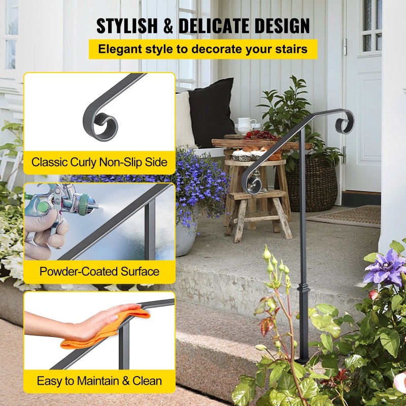 Takorautainen yksipylväinen ulkokaide harmaa 52 x 98,6 cm 1-2 portaalle