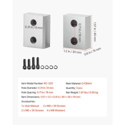 Betoniteräsleikkurin vaihtoterät kaksipuoliset korkean kovuuden teräs sähköleikkurille 32 mm 6 kpl