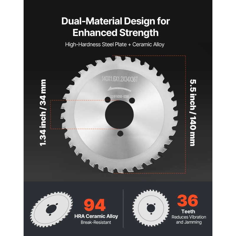 Raudoitusleikkurin vaihtoterä SK51-teräs keraamiset kärjet 36 hammasta 140 mm