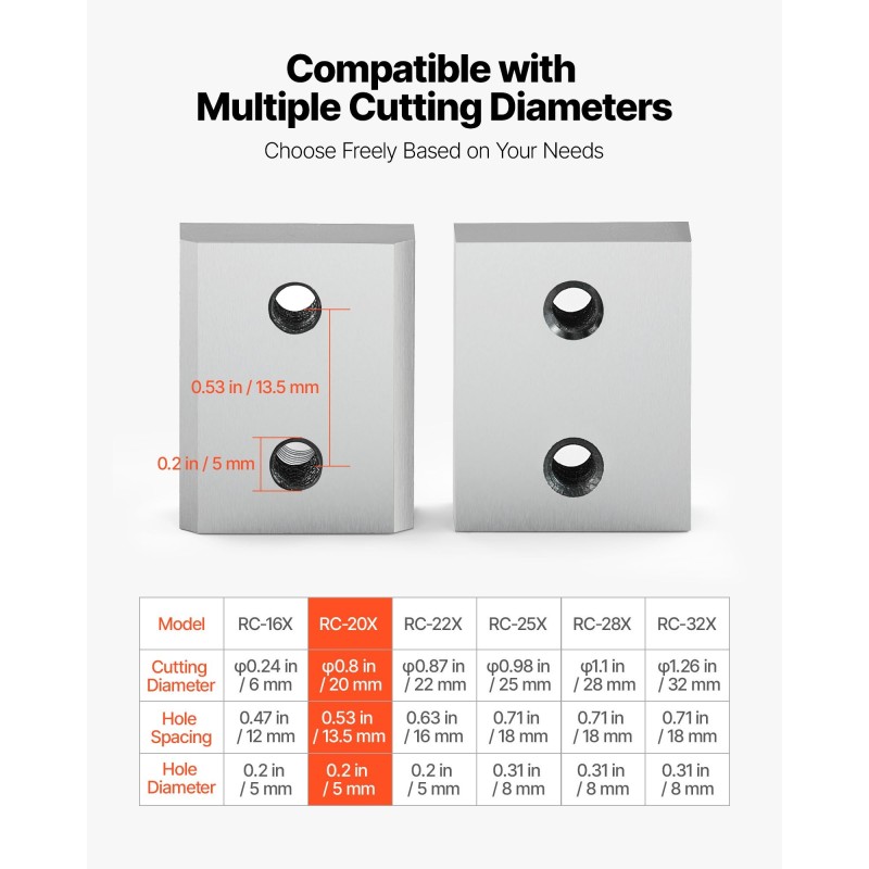 Leukaterät 6 kpl kaksipuoliset Cr12MoV teräs 20 mm sähköiselle raudoitusleikkurille