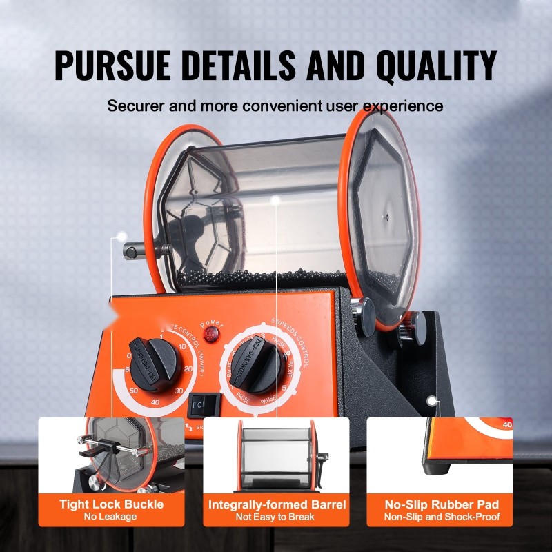 Pyörivä rumpukiillotuskone 3 kg rummulla koruille kiville ja pienosille