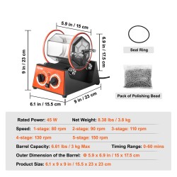 Pyörivä rumpukiillotuskone 3 kg rummulla koruille kiville ja pienosille