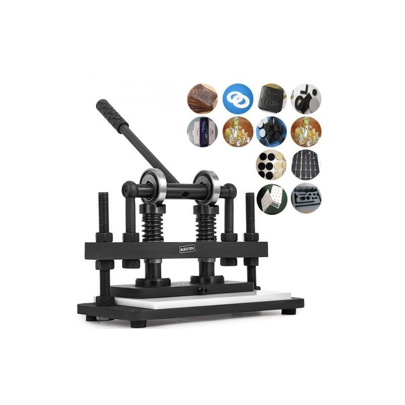 Manuaalinen nahkaleikkuri ja prässikone mangaaniterästä 260 x 120 mm enintään 10 mm